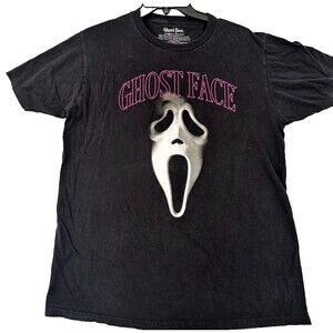 Ghost Face Scream Men’s Medium Black Graphic T-Shirt Horror Movie Halloween Tee